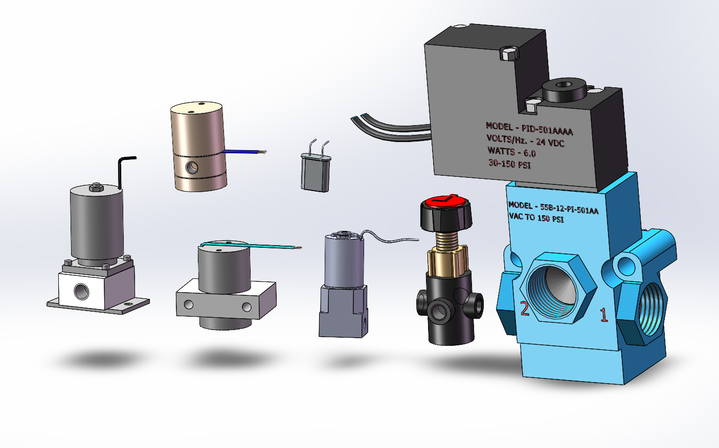 7款电磁阀CV 2.1-24 VDC线圈模型